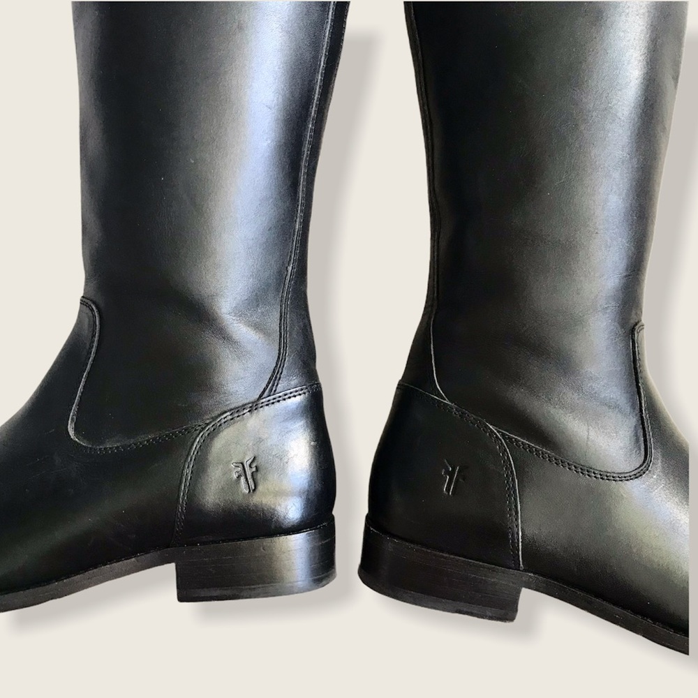$399 Frye Molly Button Black Brown Multicolor Leather Equestrian Riding Boots - Picture 13 of 16
